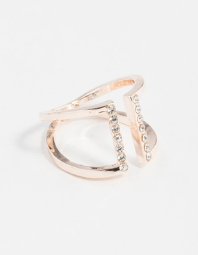 Classic revival Rose Gold Open Diamante Ring
