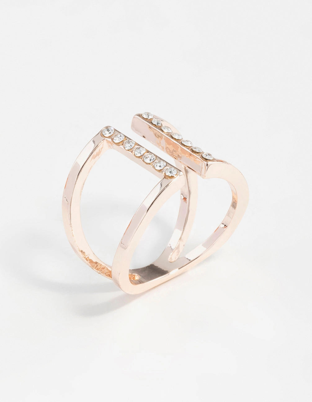 Variable Fit Rose Gold Open Diamante Ring