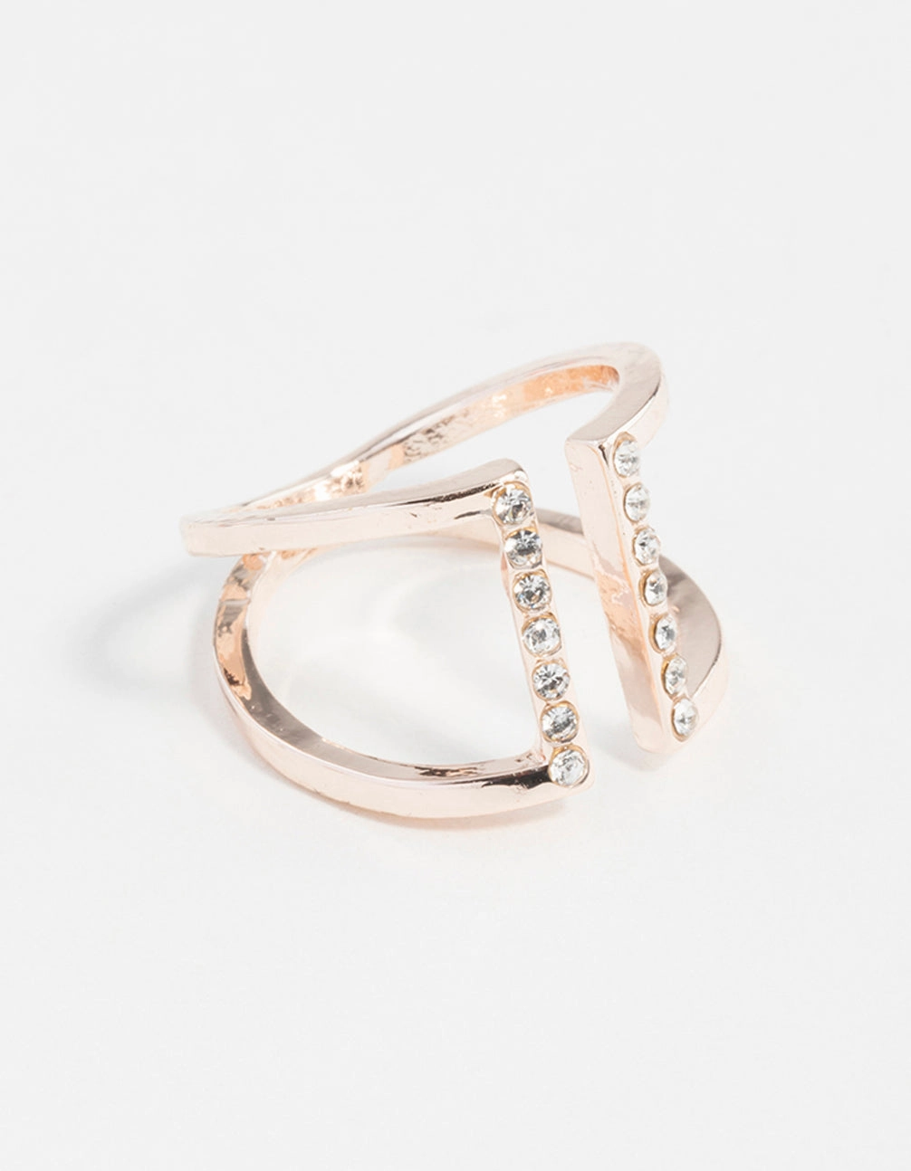 Classic revival Rose Gold Open Diamante Ring