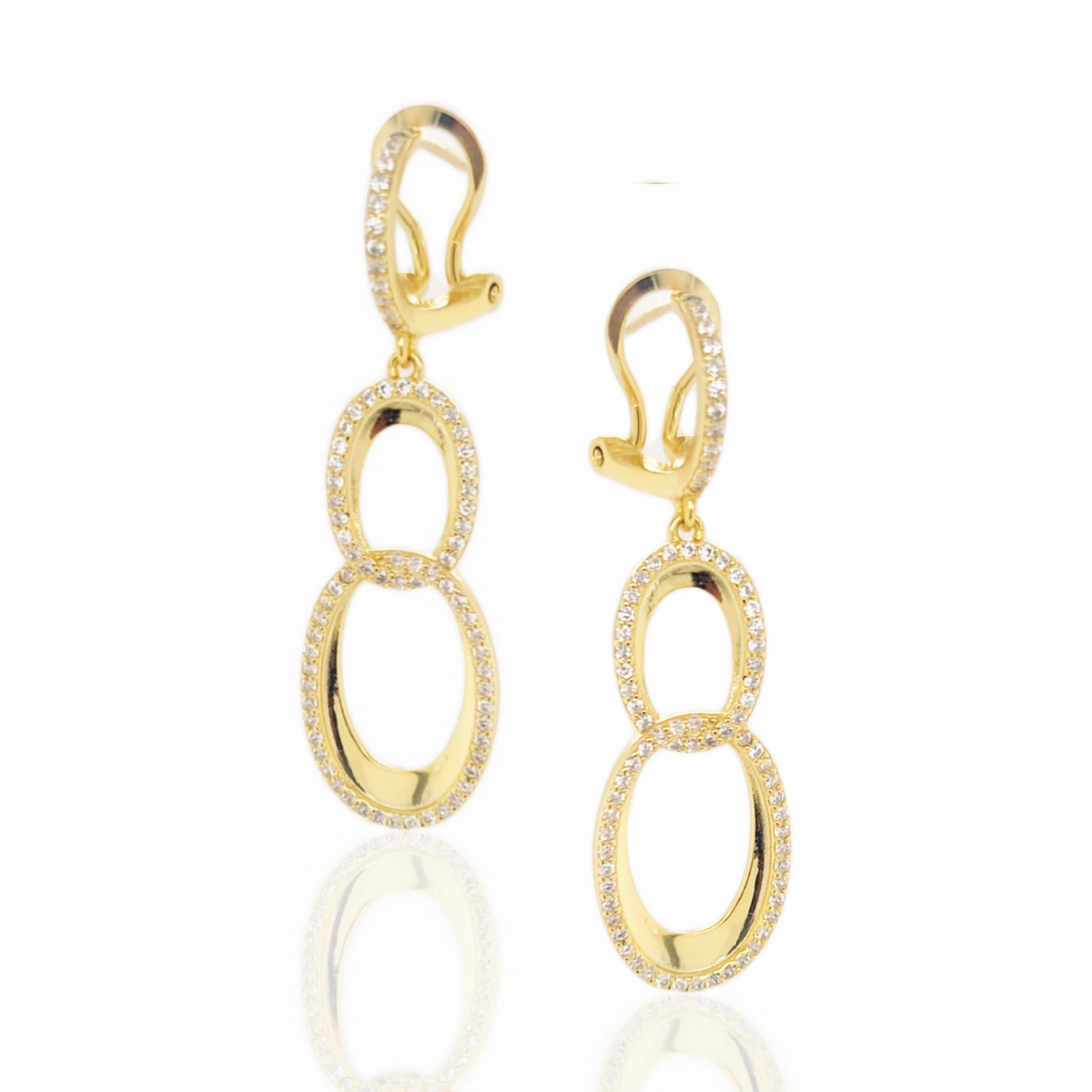 Refined Aesthetic Chic Creation Sterling Silver Double Oval Micropave Link Earrings