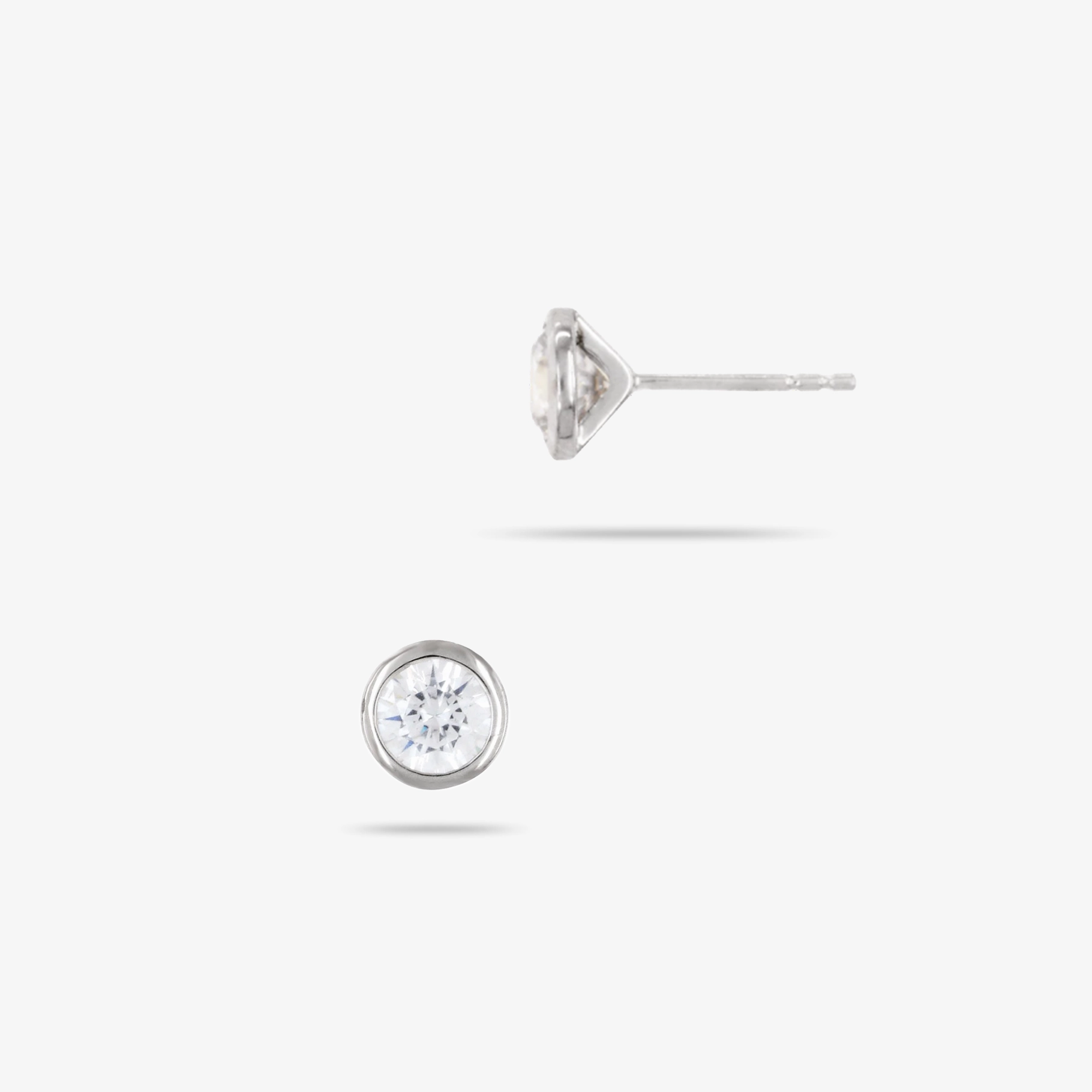 Silver 8mm Cubic Zirconia Bezel Set Round Solitaire Stud Earrings Glittering Essential