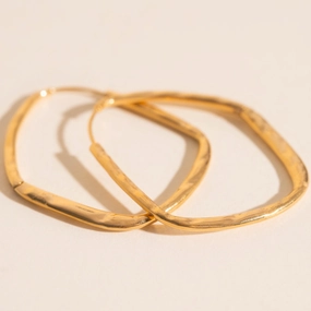 Everyday Highlight Titanium Hammered Oblong Huggie Hoop Earrings
