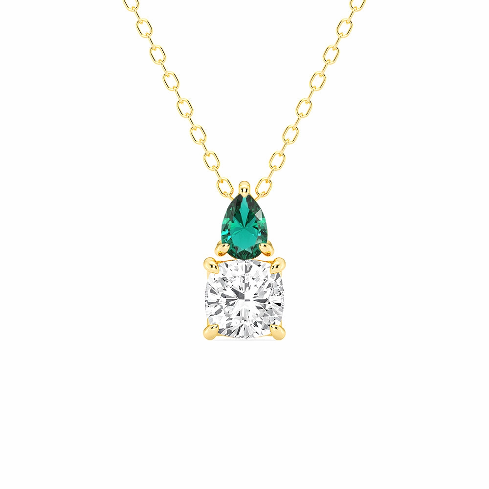 Toi Et Moi Emerald and Cushion Cut Lab Grown Diamond Pendant Necklace fresh start Classic Fit
