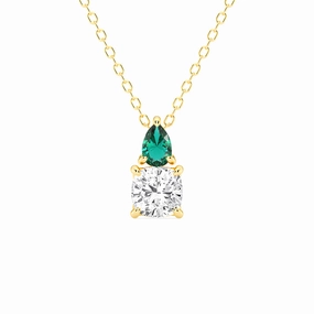 Toi Et Moi Emerald and Cushion Cut Lab Grown Diamond Pendant Necklace fresh start Classic Fit