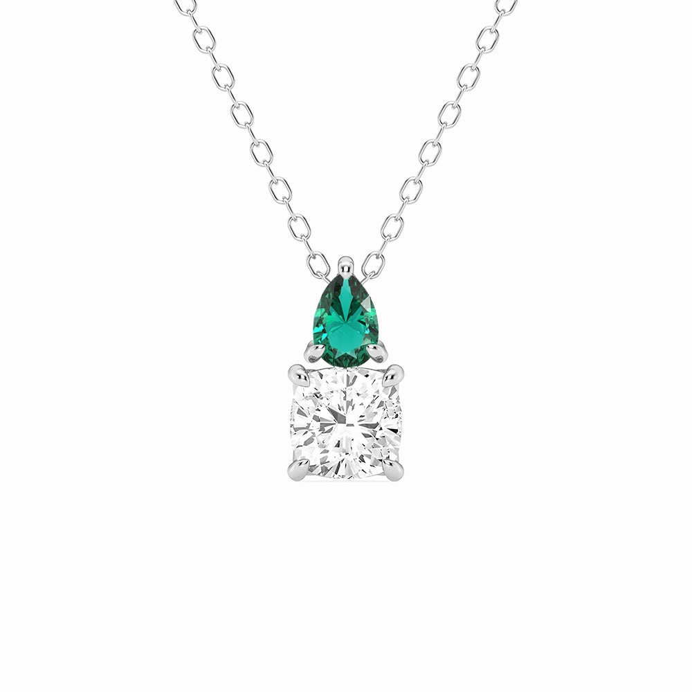 Toi Et Moi Emerald and Cushion Cut Lab Grown Diamond Pendant Necklace Travel Item Great Style