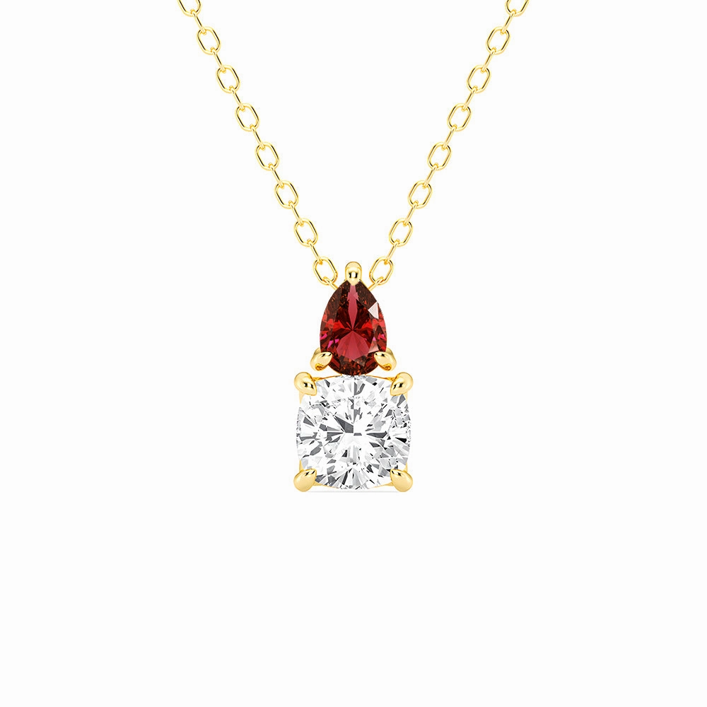 work event Toi Et Moi Ruby and Cushion Cut Lab Grown Diamond Pendant Necklace