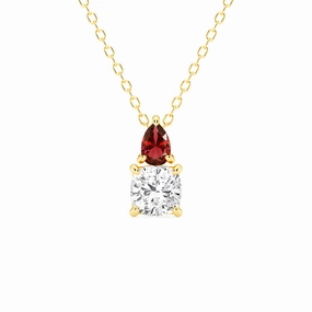 work event Toi Et Moi Ruby and Cushion Cut Lab Grown Diamond Pendant Necklace