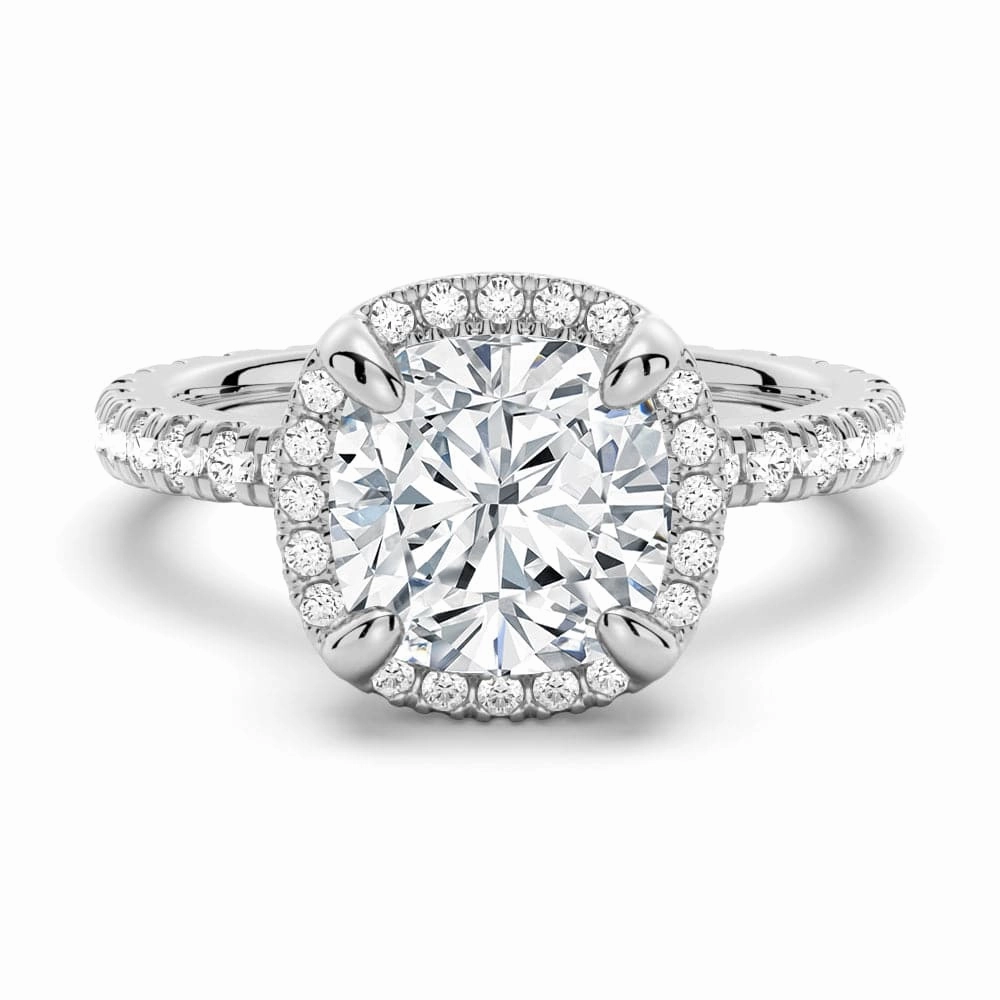 Affordable Adornment Collectible Jewelry Half Eternity Cushion Cut Moissanite Halo Engagement Ring