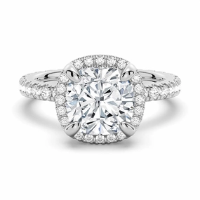 Half Eternity Cushion Cut Moissanite Halo Engagement Ring Casual Outfit