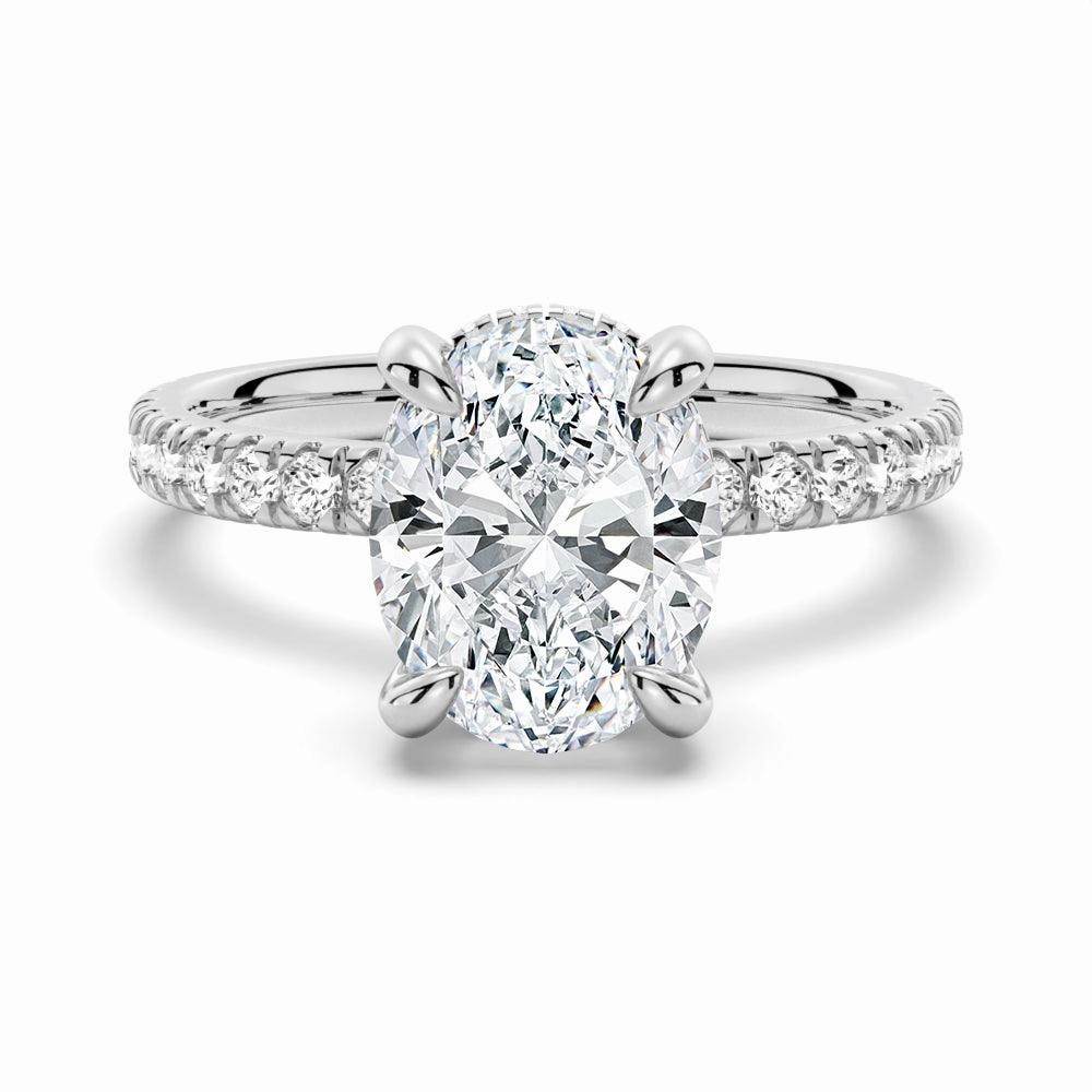 Micropav?? Oval Moissanite Engagement Ring With Hidden Halo Trendy Art