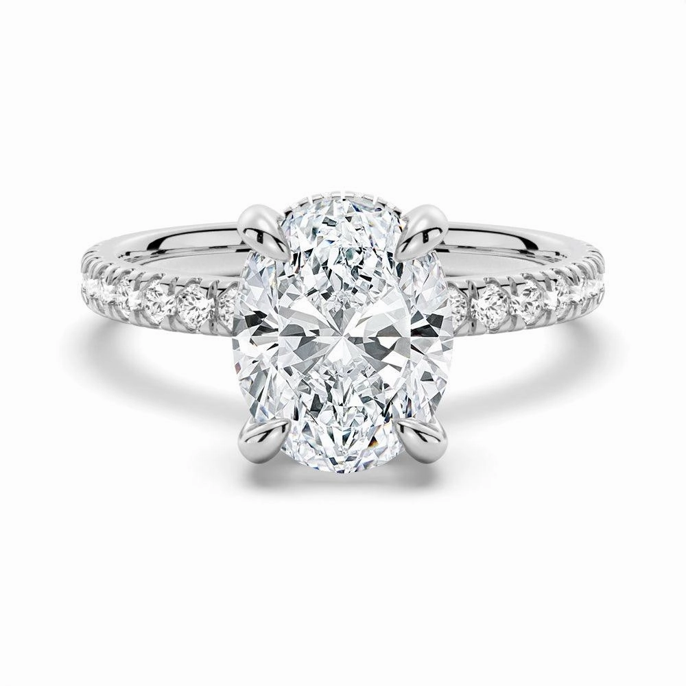 Micropav?? Oval Moissanite Engagement Ring With Hidden Halo Creative Decoration