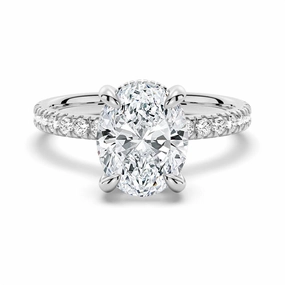 Value Expression Micropav?? Oval Moissanite Engagement Ring With Hidden Halo