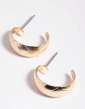 Gold Woven Huggie Hoop Earrings Stunning Accessory
