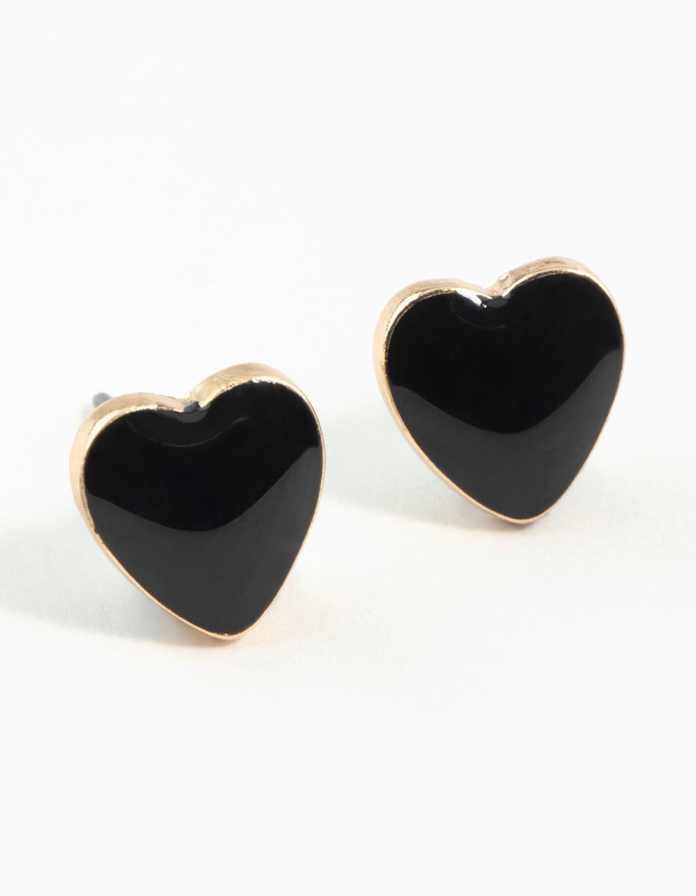 Polished Option Gold Enamel Heart Stud Earrings