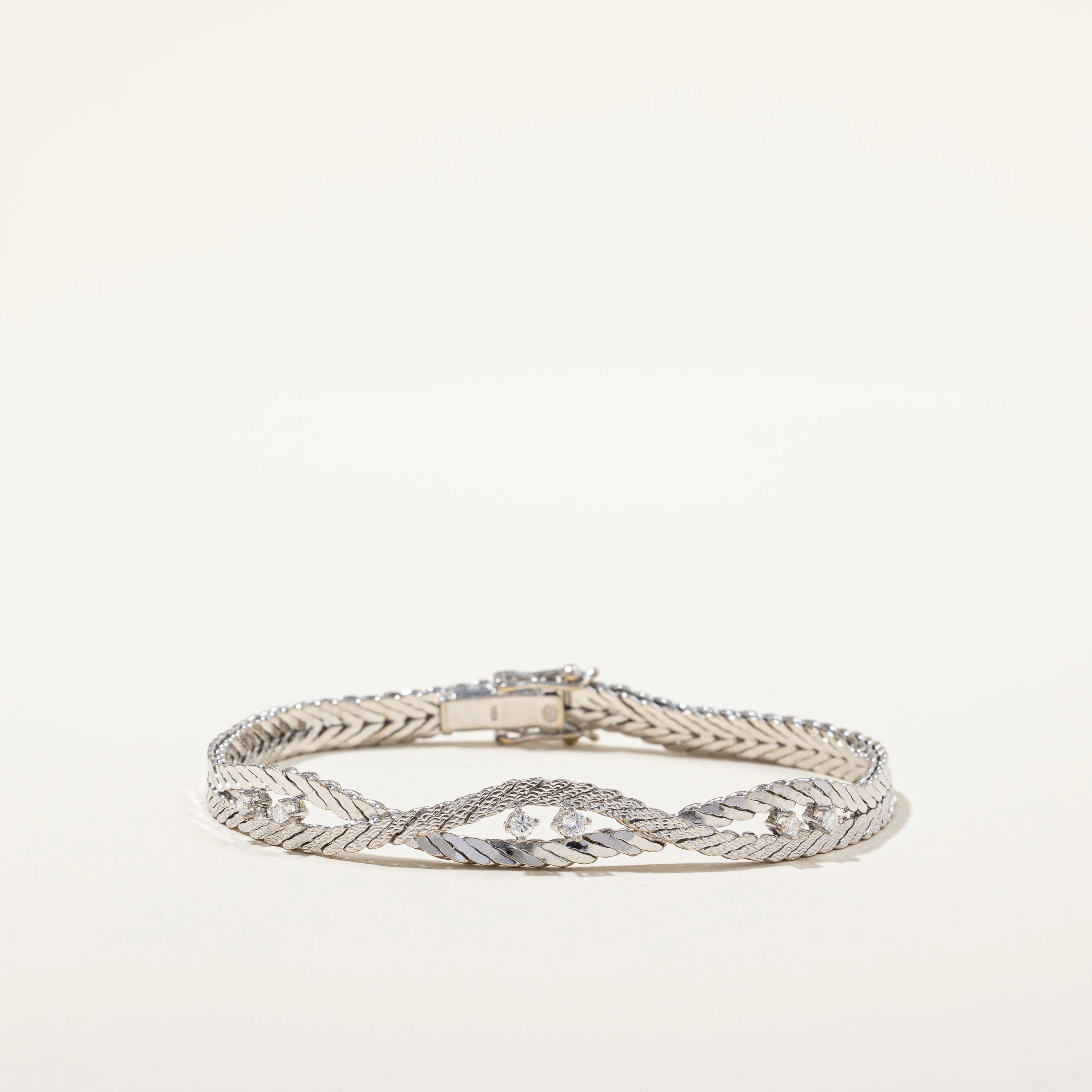 Stylish Vibe Swedish 18K Diamond Weave Bracelet | 0.18ctw | 8" |