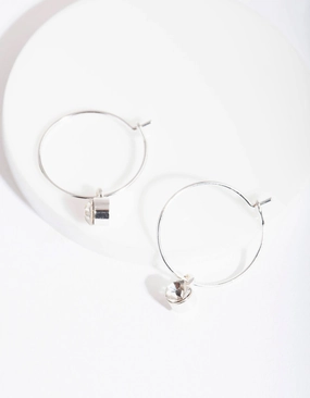 Minimalist Trinket Neutral Decoration Silver Crystal Stone Hoop Earrings