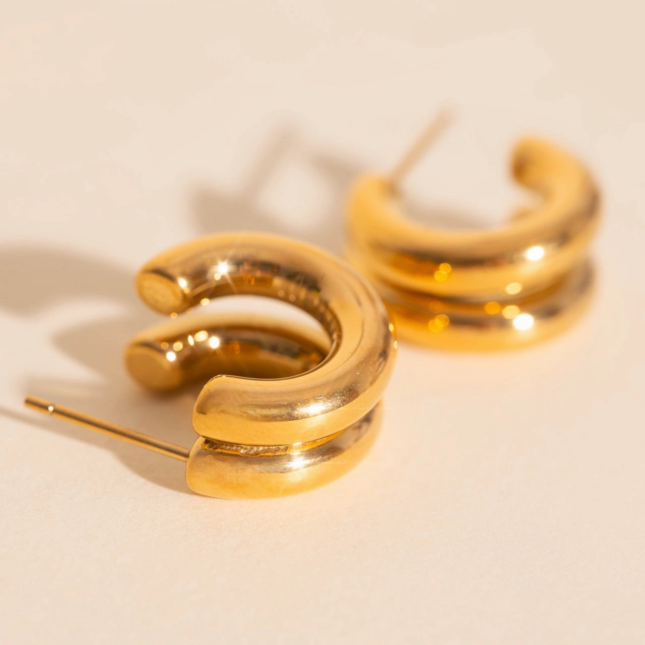 Chunky Crescent Stud Earrings Style Statement