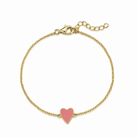 Gold Plated Sterling Silver Enamel Single Heart Bracelet Trusted Perspective Established Perspective