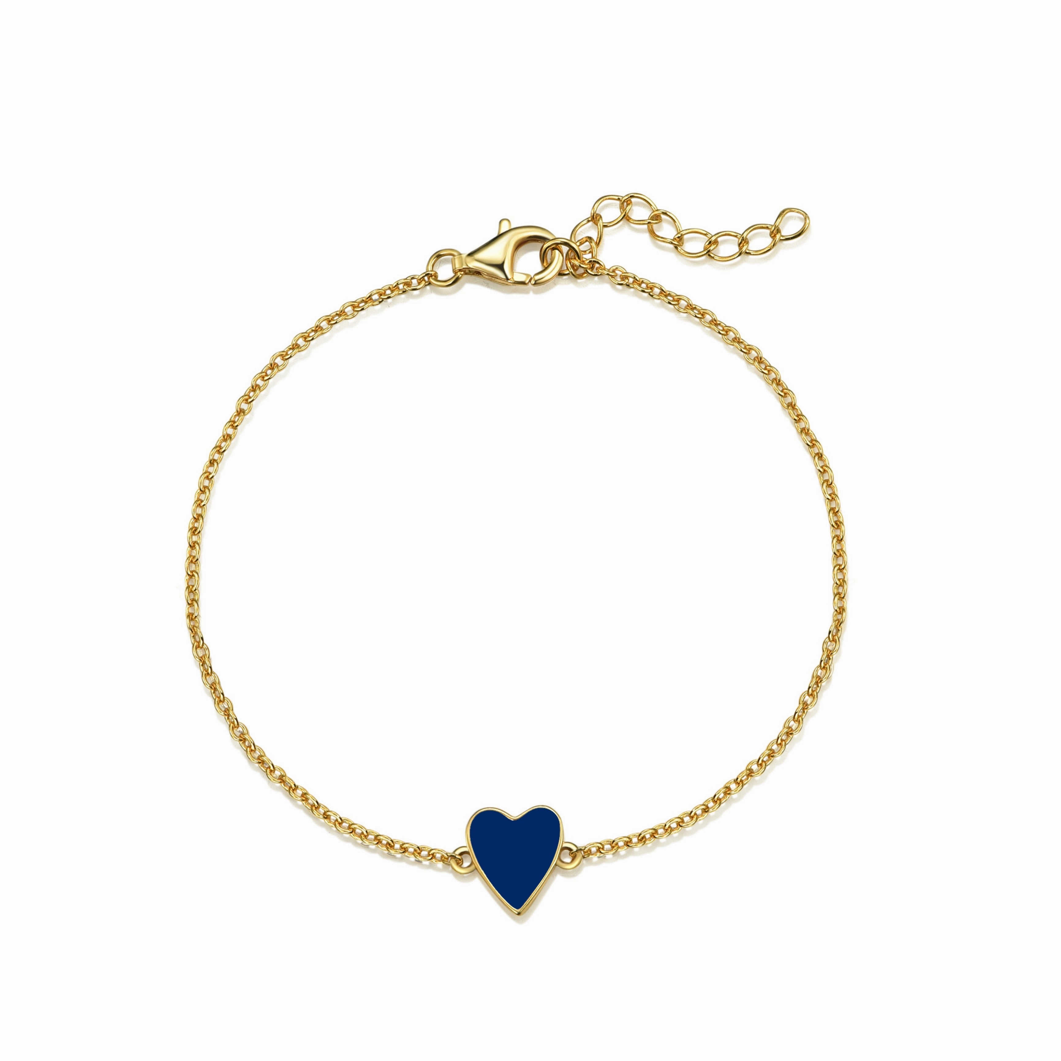 New-Age Clarity Gold Plated Sterling Silver Enamel Single Heart Bracelet