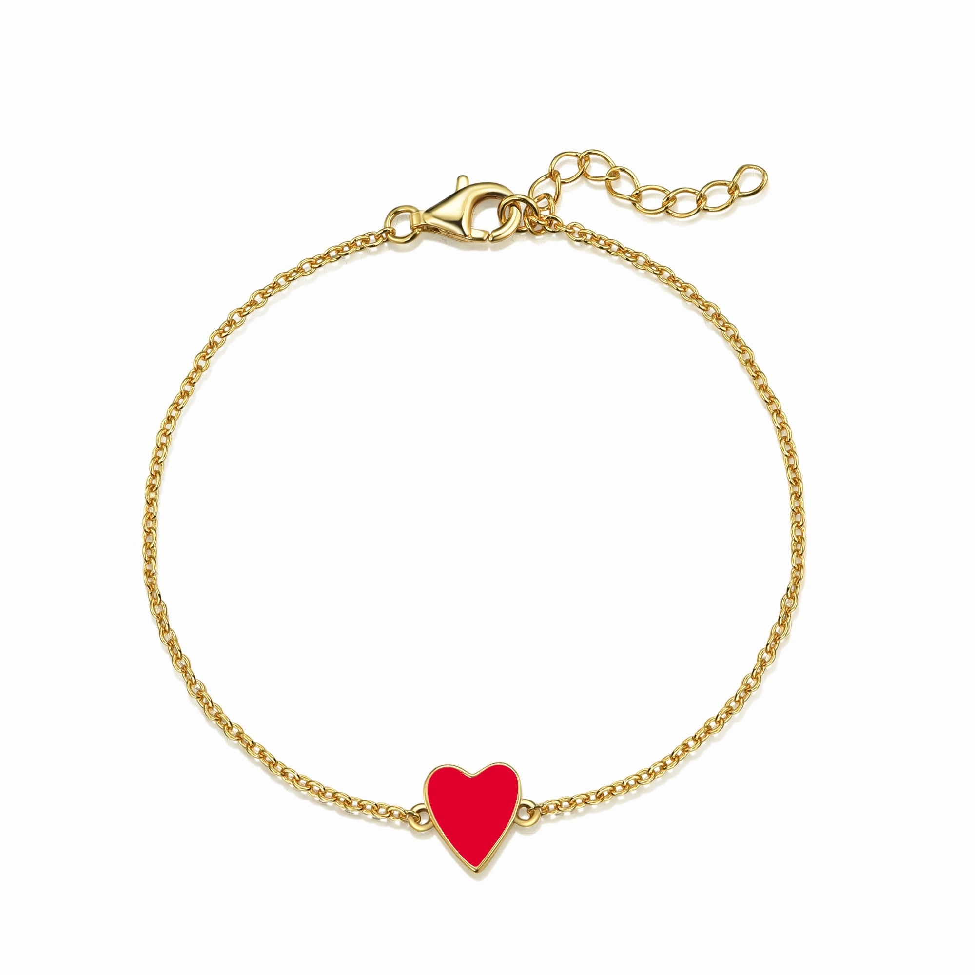 Hand Adornment Customer Loved Gold Plated Sterling Silver Enamel Single Heart Bracelet