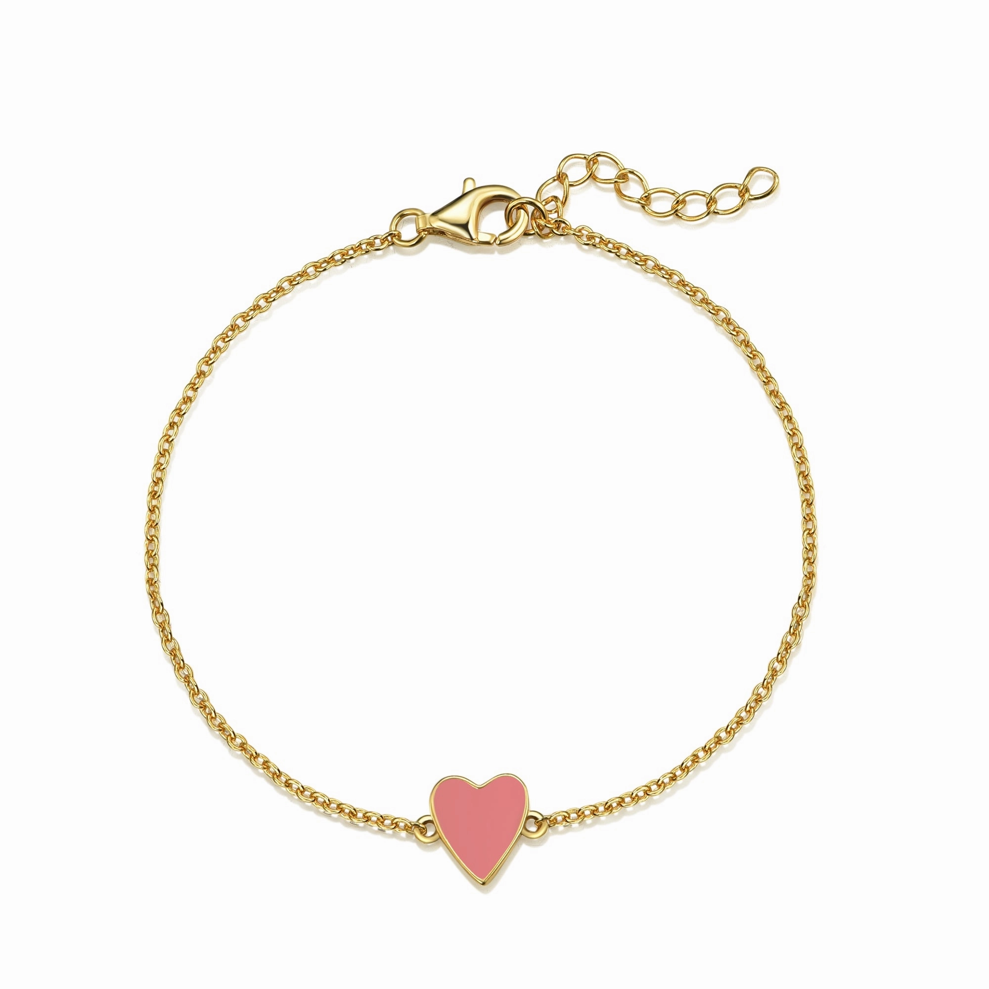 Infinite Mixes Now Clarity Gold Plated Sterling Silver Enamel Single Heart Bracelet