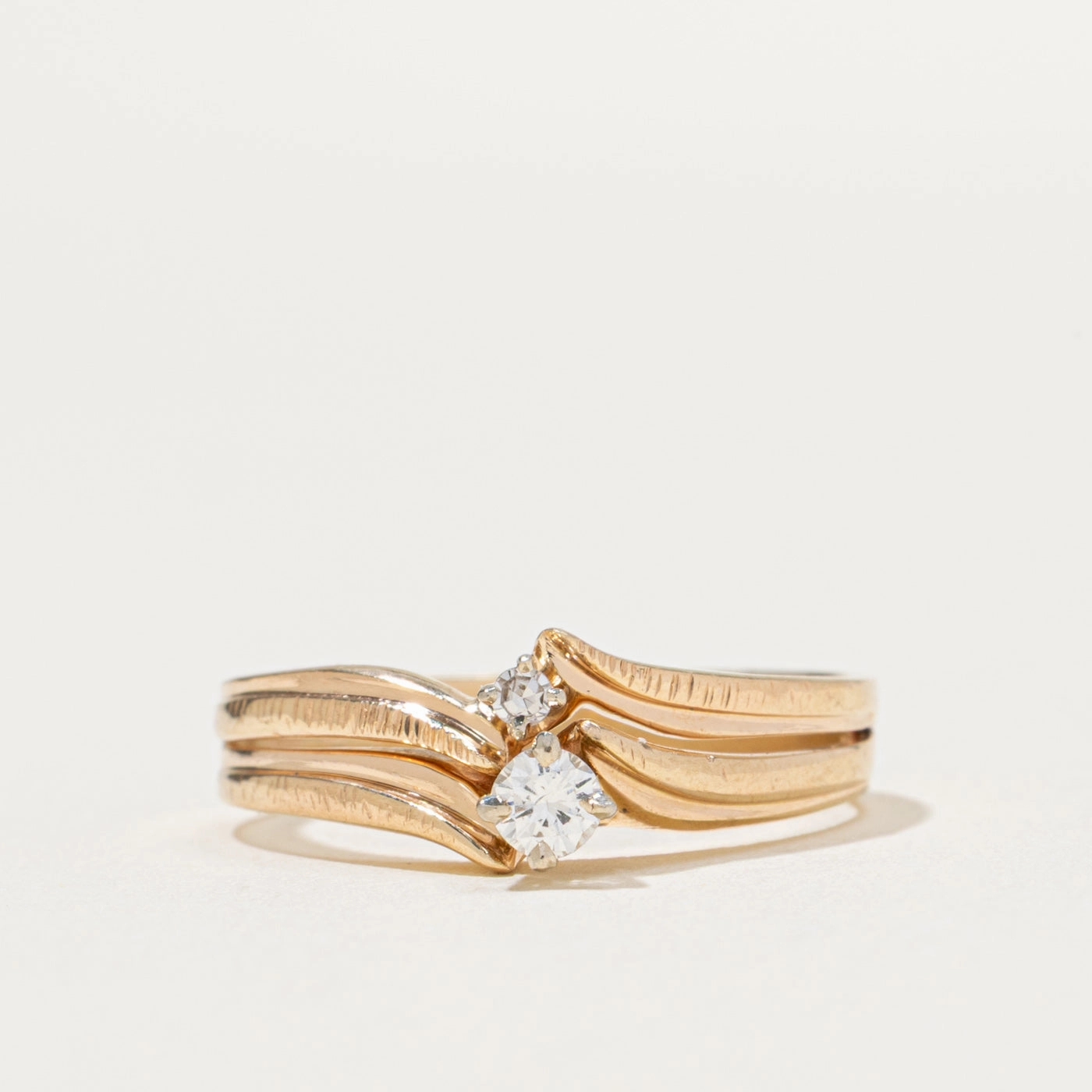 Two Stone Diamond Ring | 0.13ctw | SZ 8 Balanced Design