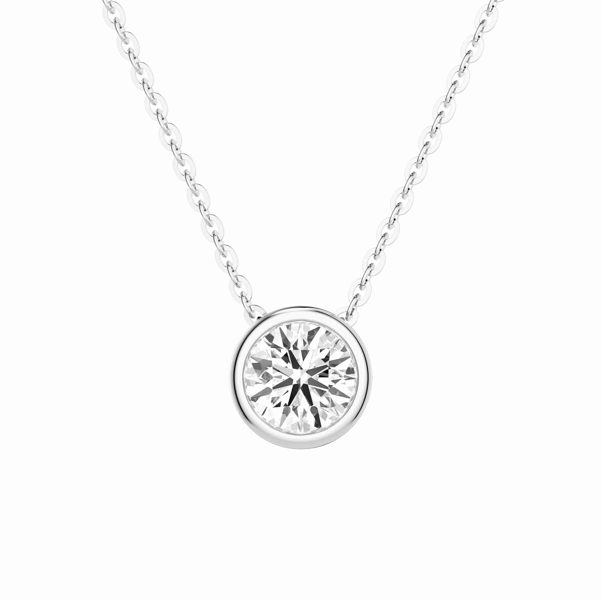 Custom Present 1 CT. Round Cut Moissanite Bezel Set Pendant Necklace