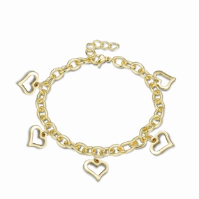 Gold Plated Brass Heart Charm Bracelet Worthy Blend