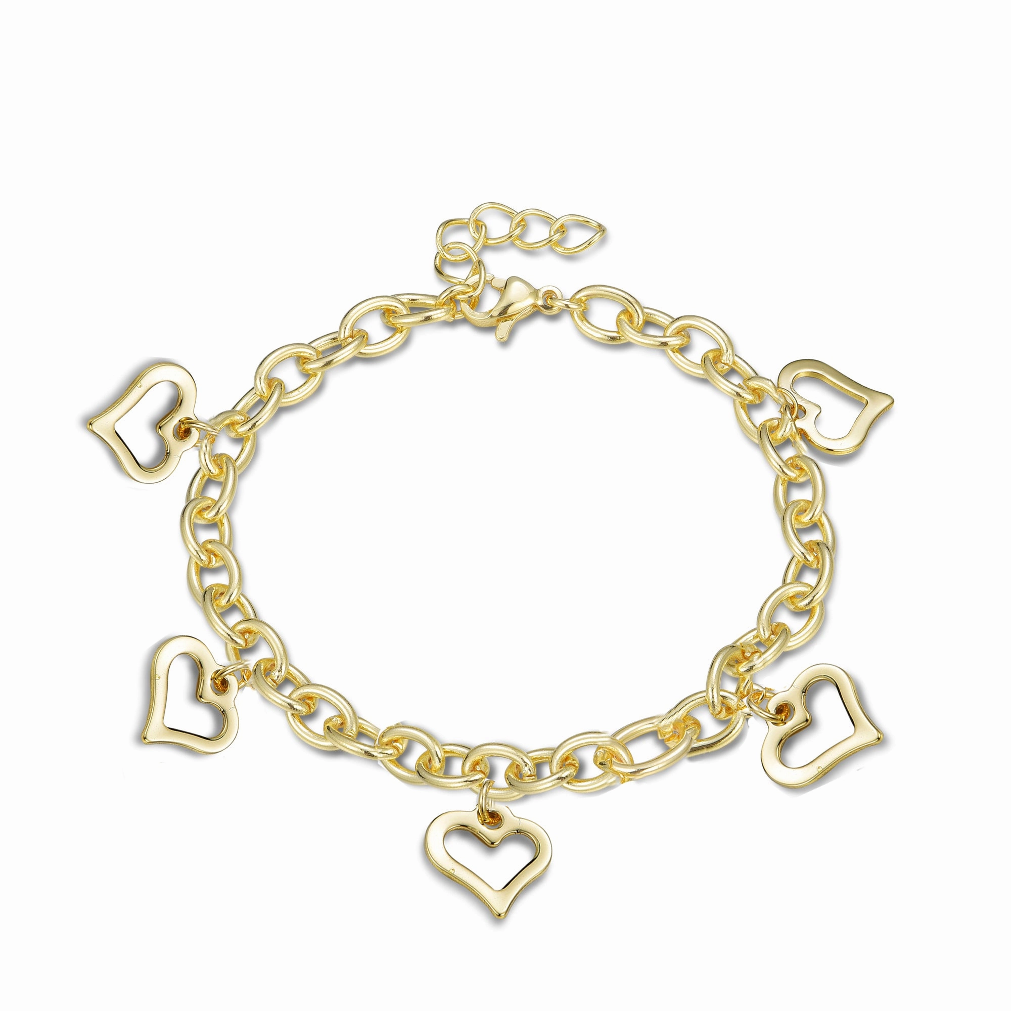 Gold Plated Brass Heart Charm Bracelet Steadfast Fusions Unparalleled Worth