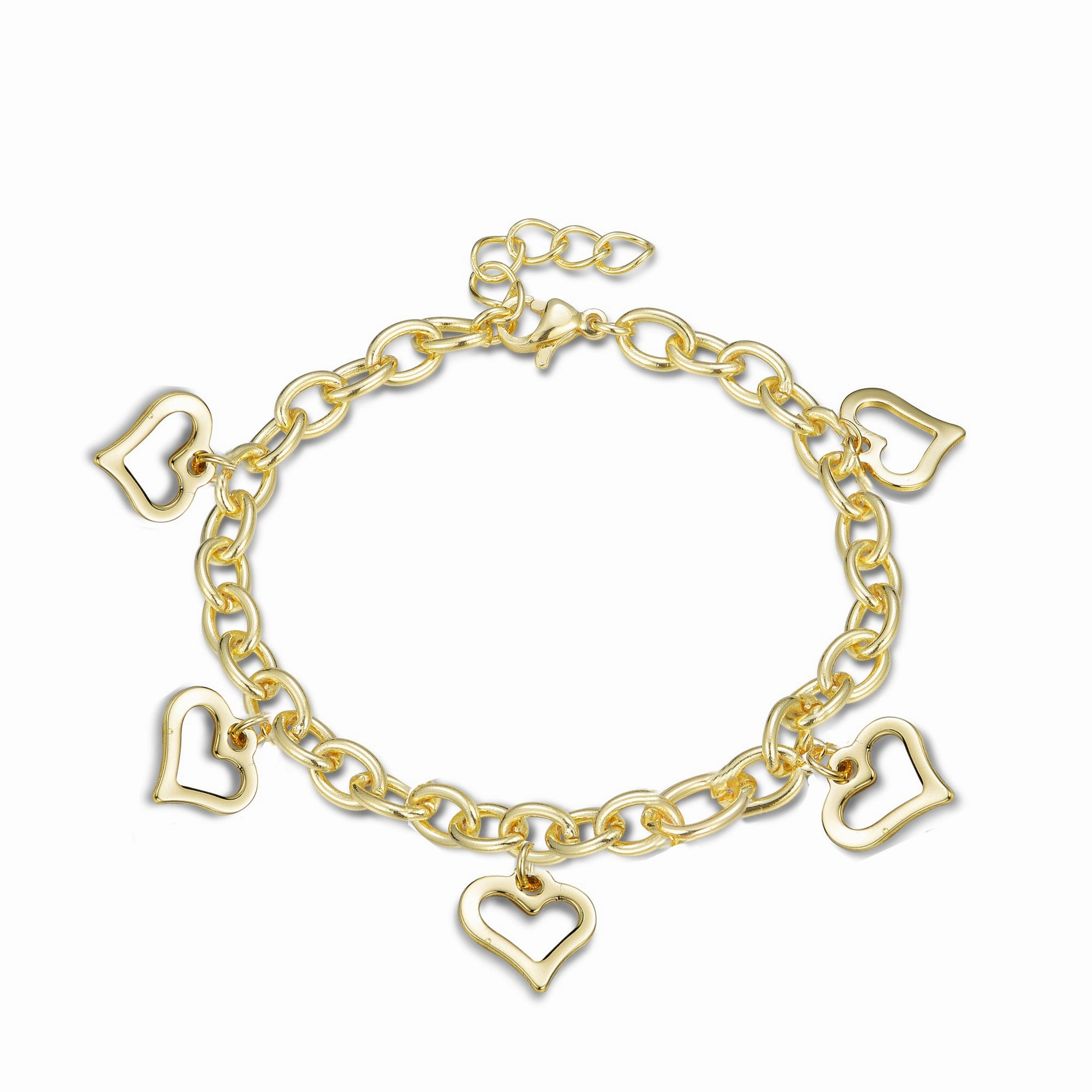 Gold Plated Brass Heart Charm Bracelet Worthy Blend
