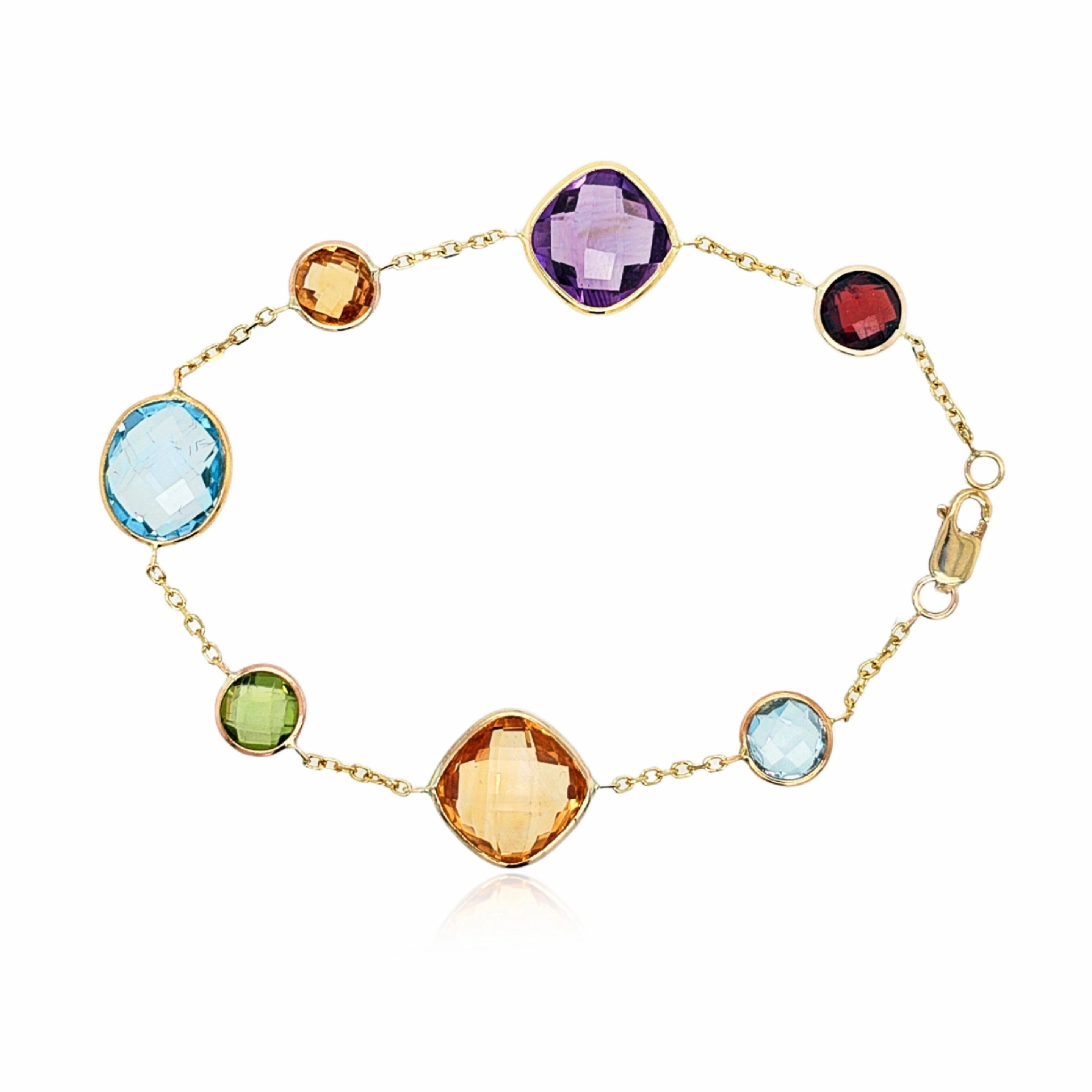 14K Multicolor Gemstone Bracelet Reputable brand Instant View
