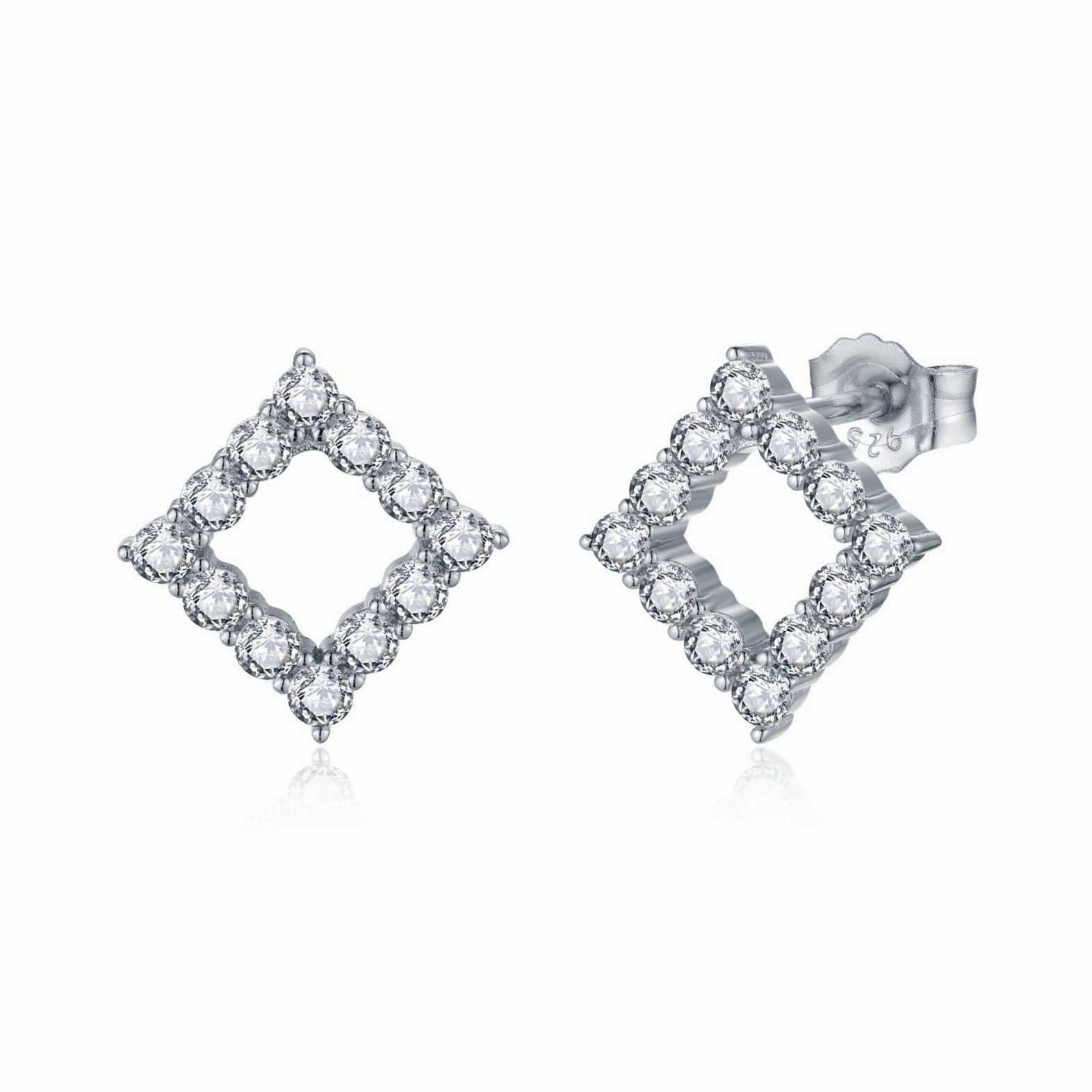 Gorgeous Jewelry Sterling Silver CZ Outline Diamond Shape Stud Earring