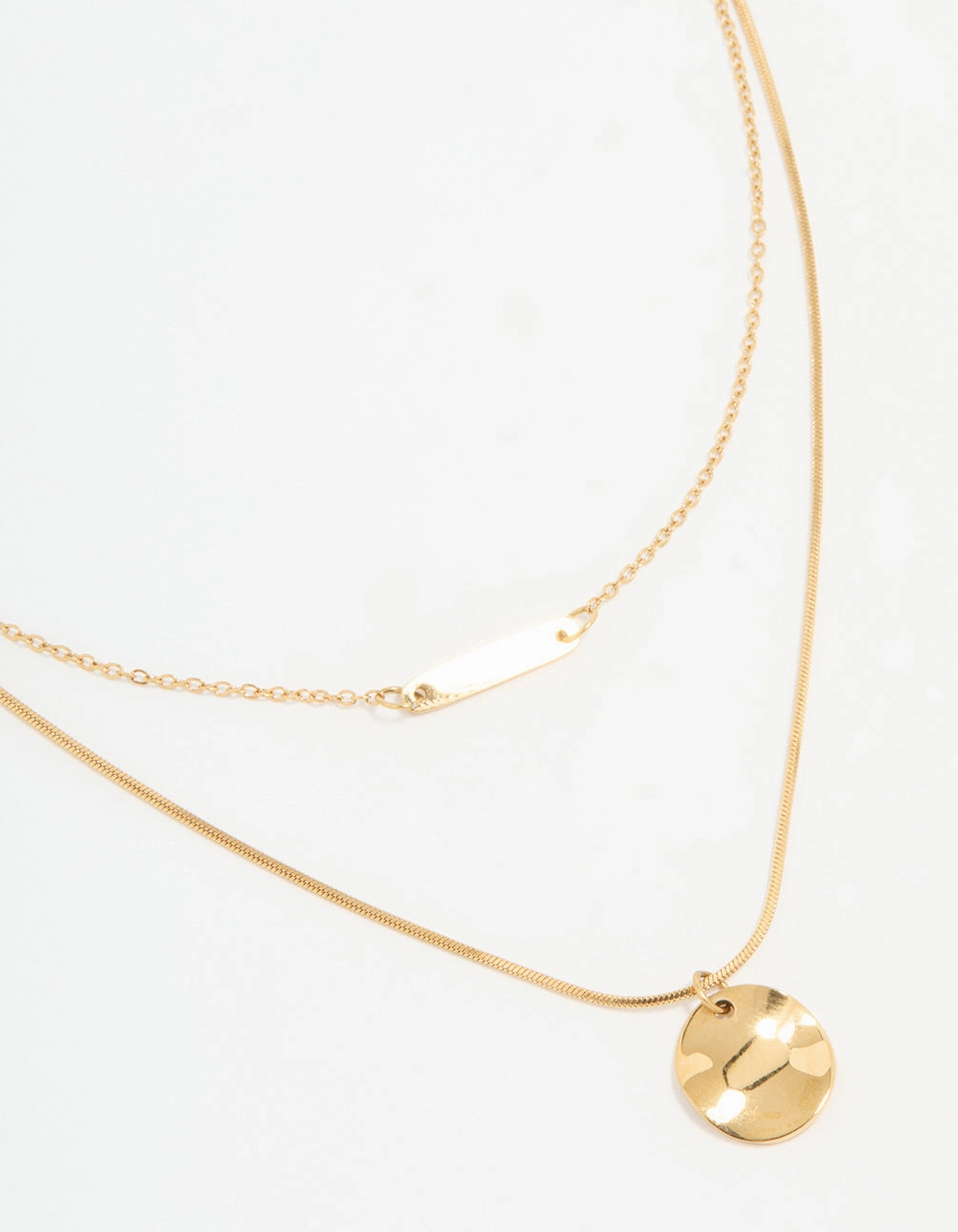 Gift Option Waterproof Gold Plated Stainless Steel Bar & Coin Pendant Necklace