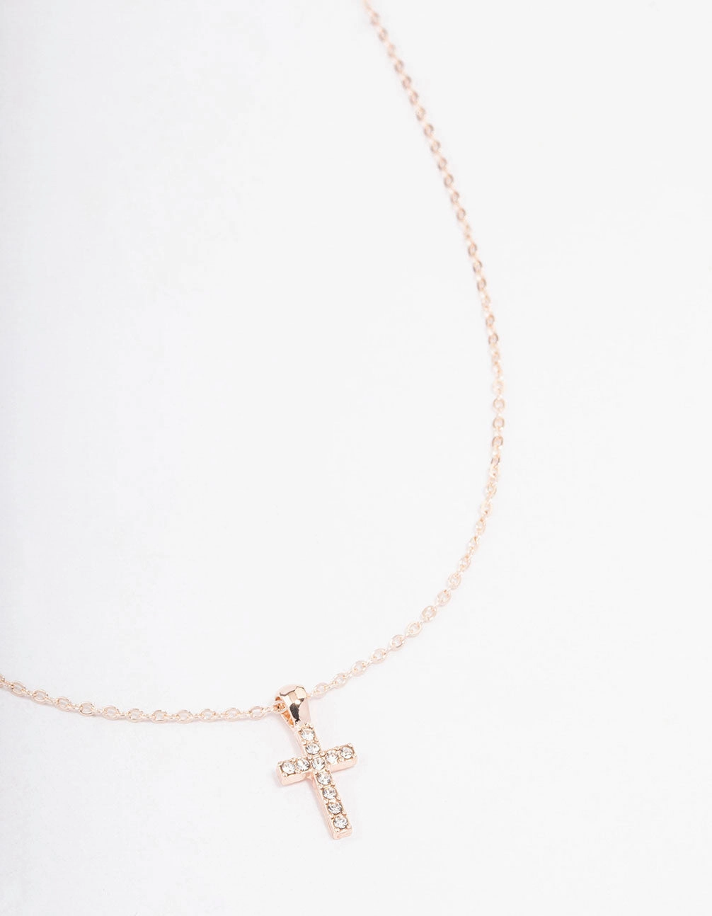 Rose Gold Diamante Cross Short Necklace Classic Fit youth appeal