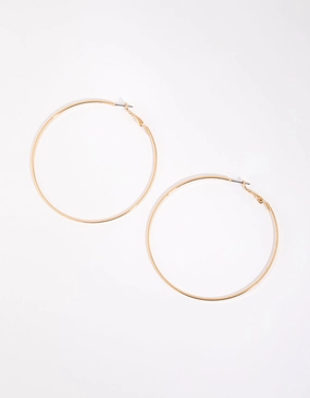 Sparkling Decoration Gold Flat Edge Hoop Earrings
