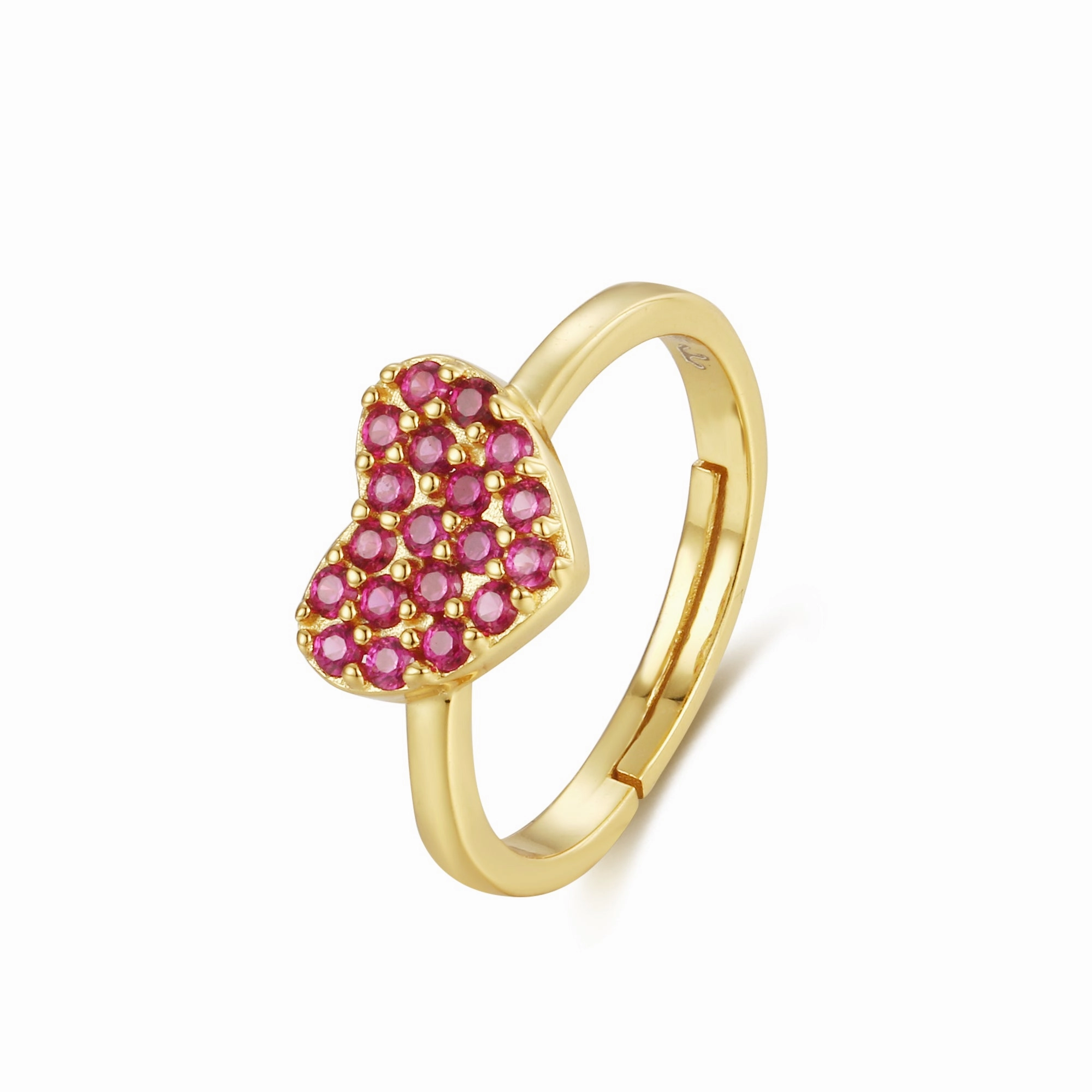 Perfect Fit Sterling Silver Gold Plated Children's CZ Heart Ring