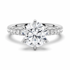 Shiny Article Bold Detail Six Prong French Pav?? Moissanite Engagement Ring