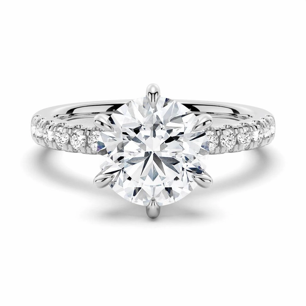 Balanced Detail High-End Accessory Six Prong French Pav?? Moissanite Engagement Ring