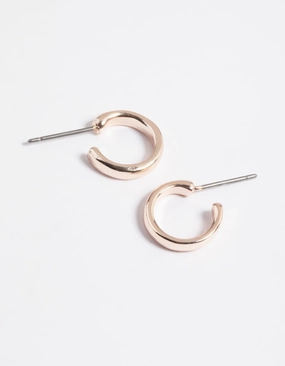 Rose Gold Rounded Huggie Hoop Earrings Exquisite Selection Bright Embellishment