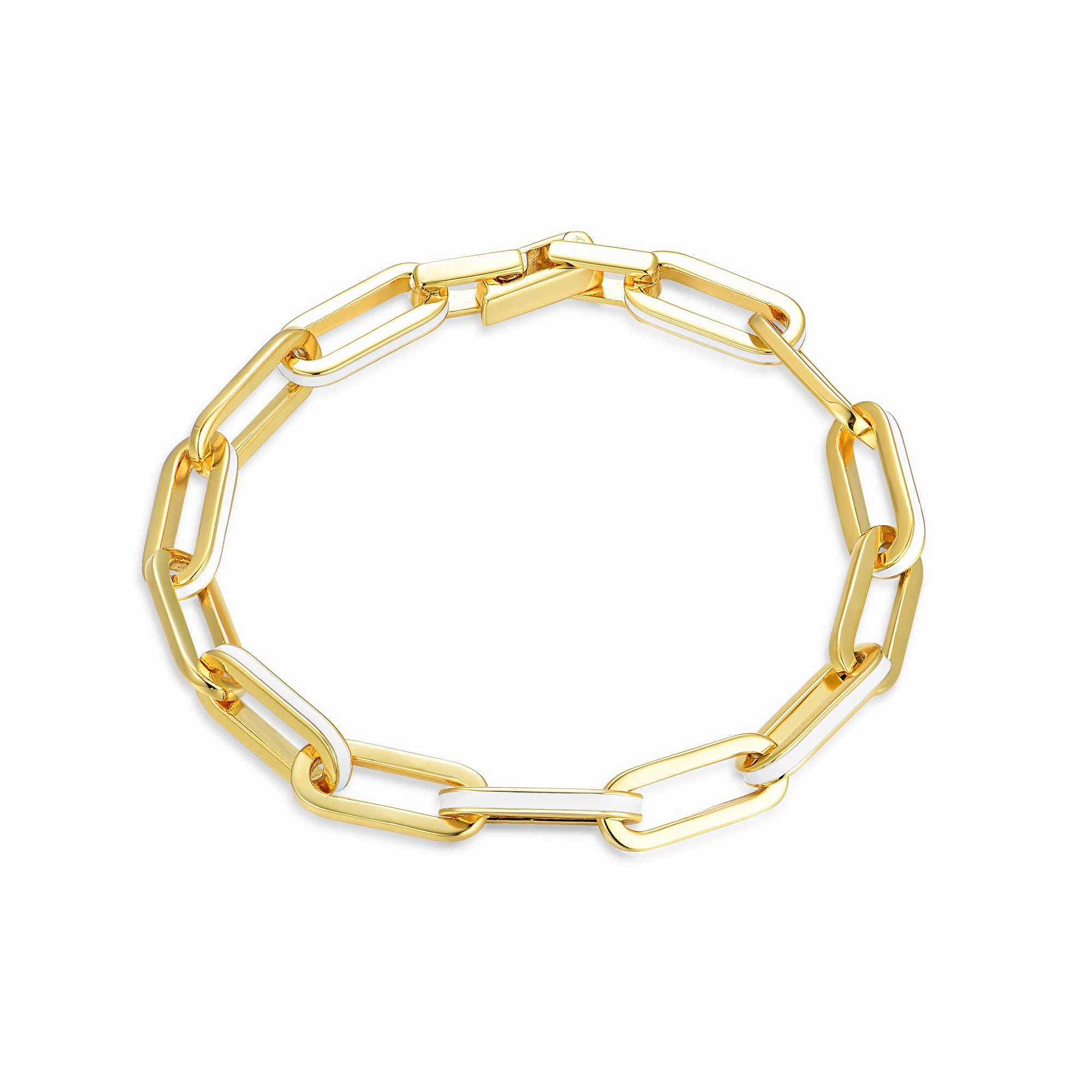 Sterling Silver Enamel Paperclip Link Bracelet Convertible Style