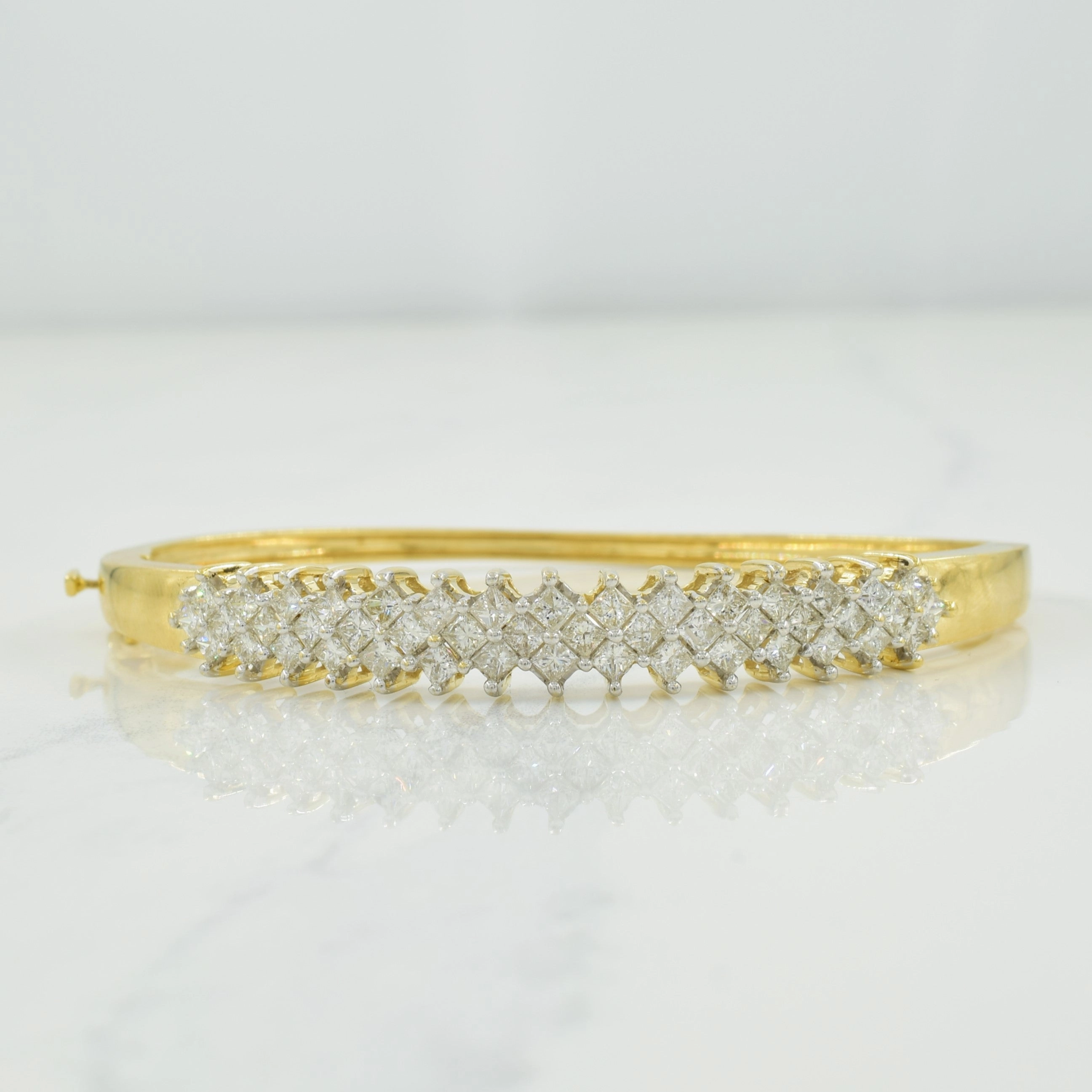 14k Yellow Gold Diamond Bracelet | 2.30ctw | 8" | Smooth Surface