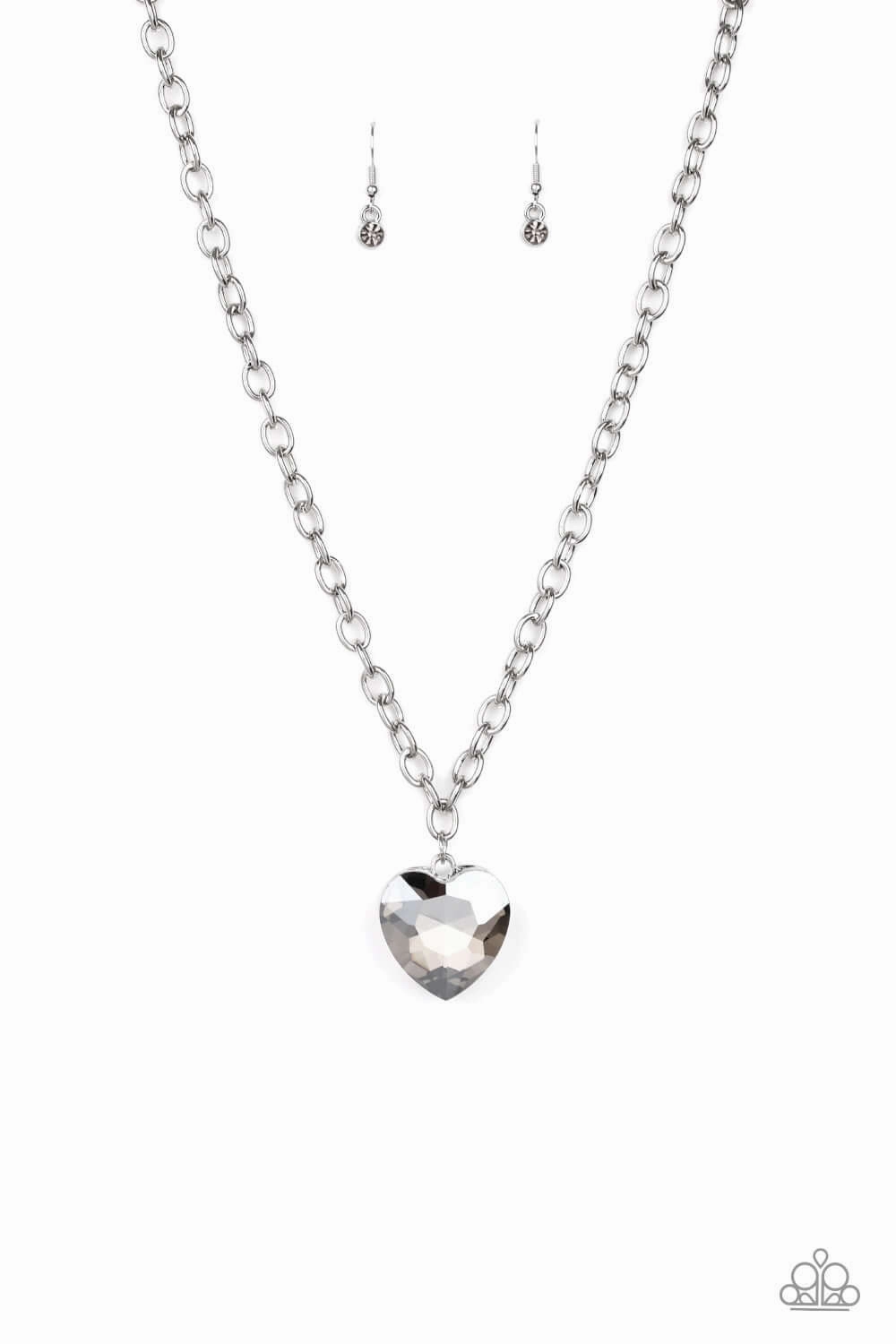 Simple Jewelry Paparazzi Accessories ? Flirtatiously Flashy - Silver Heart Necklace ?Flat Rate Ship $4.50?