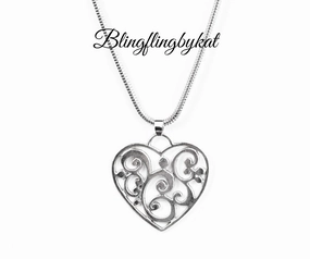 Festive Gift Pretty Design Paparazzi Accessories ? FILIGREE Your Heart With Love - Silver Necklace?Flat Rate Ship $4.50?
