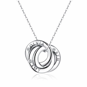 Occasional Accessory Collective Adornment Engraved 3 Interlocking Russian Rings Necklace Pendant