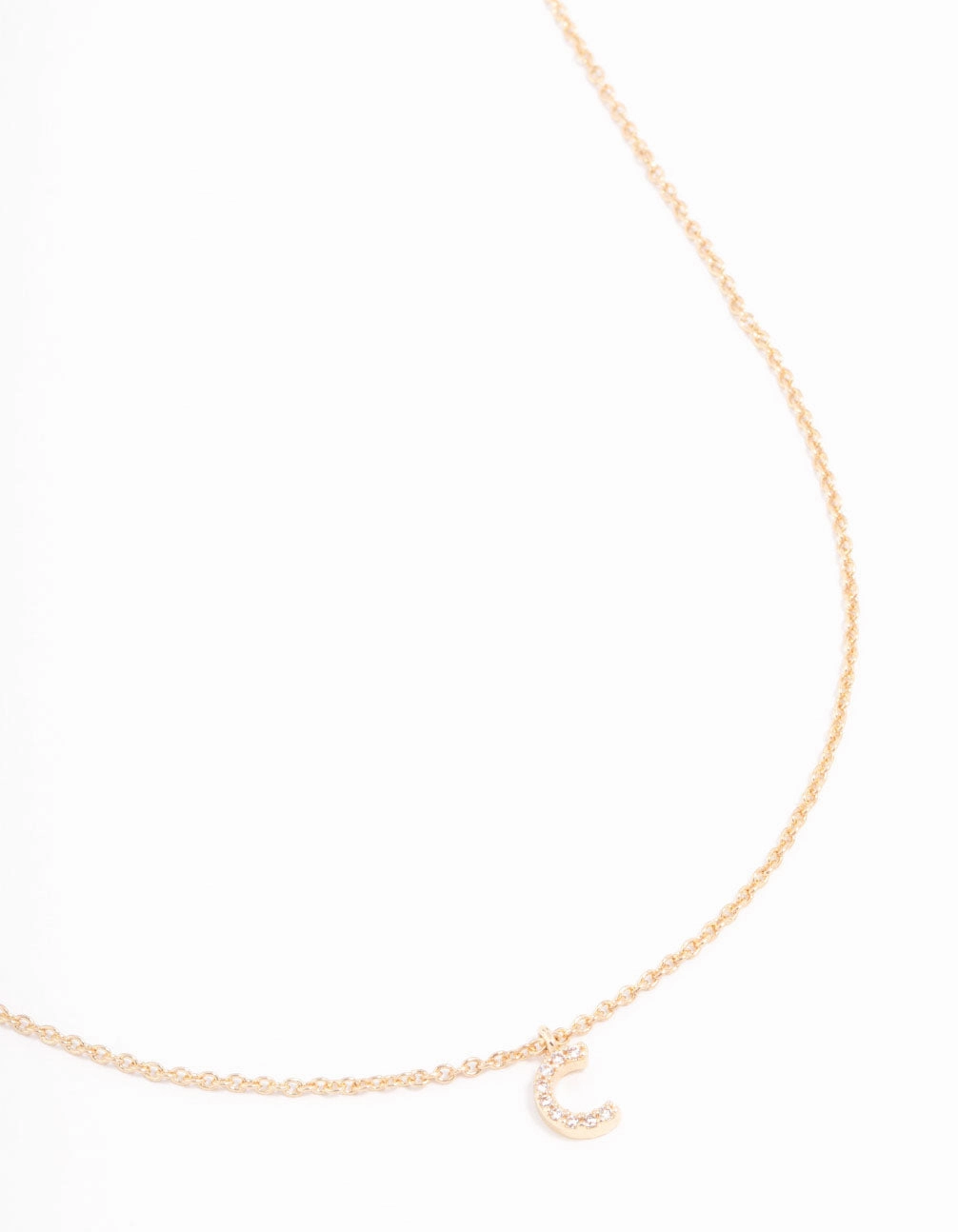 Gold Plated Cubic Zirconia Letter C Necklace Creative Soul Young Heart