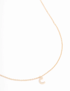 Gold Plated Cubic Zirconia Letter C Necklace Creative Soul Young Heart