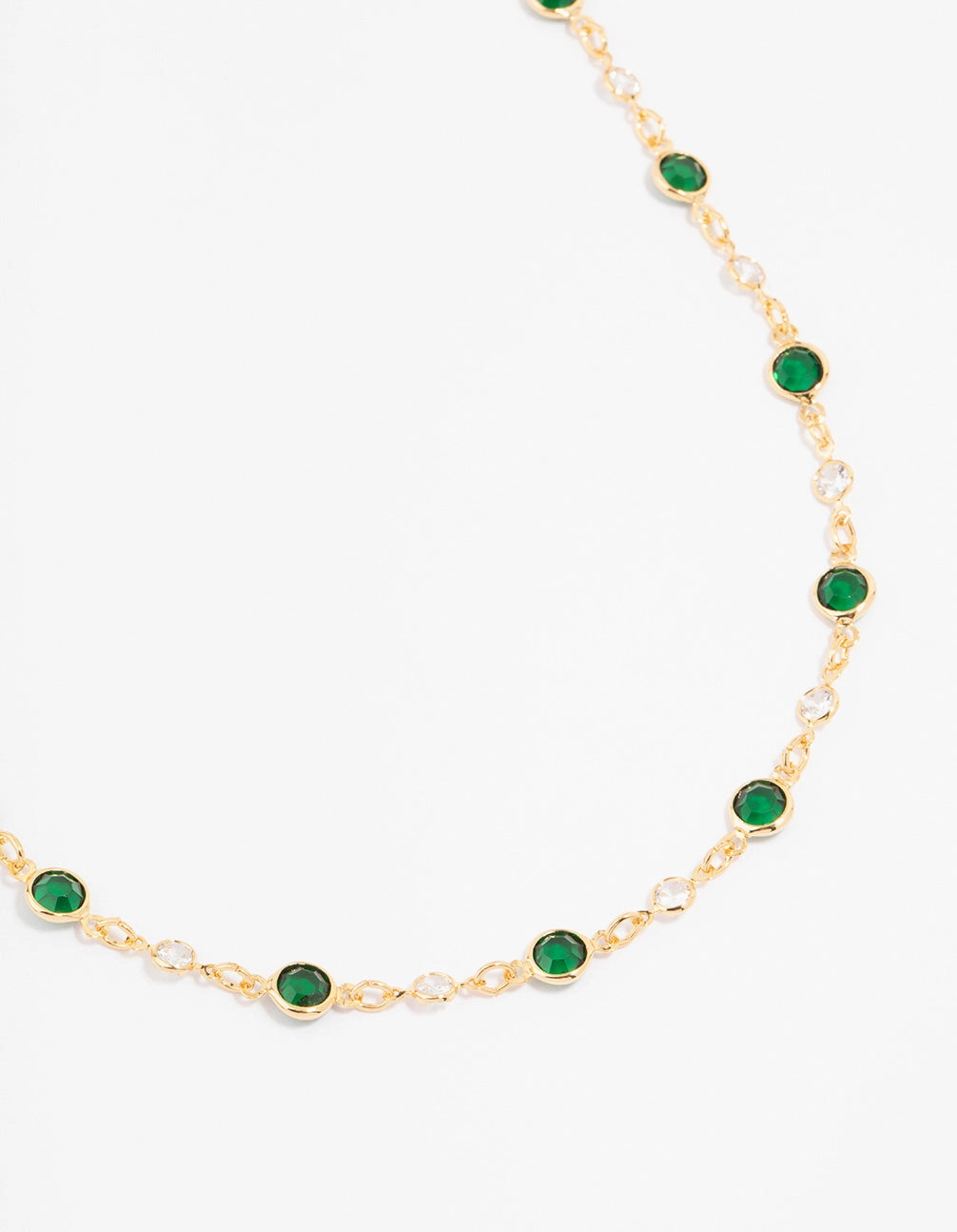 Gold Plated Emerald Round Station Necklace Fresh Accent