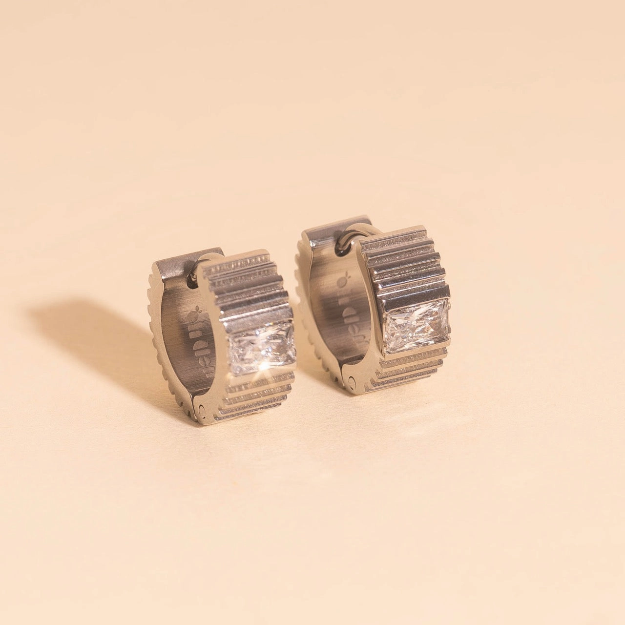 Textured Crystal Super Chunky Huggie Hoop Earrings Evening Accessory