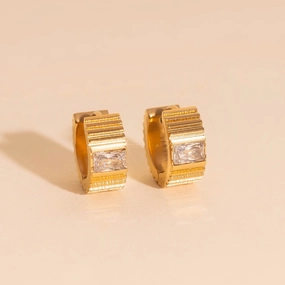 Textured Crystal Super Chunky Huggie Hoop Earrings Vogue Touch