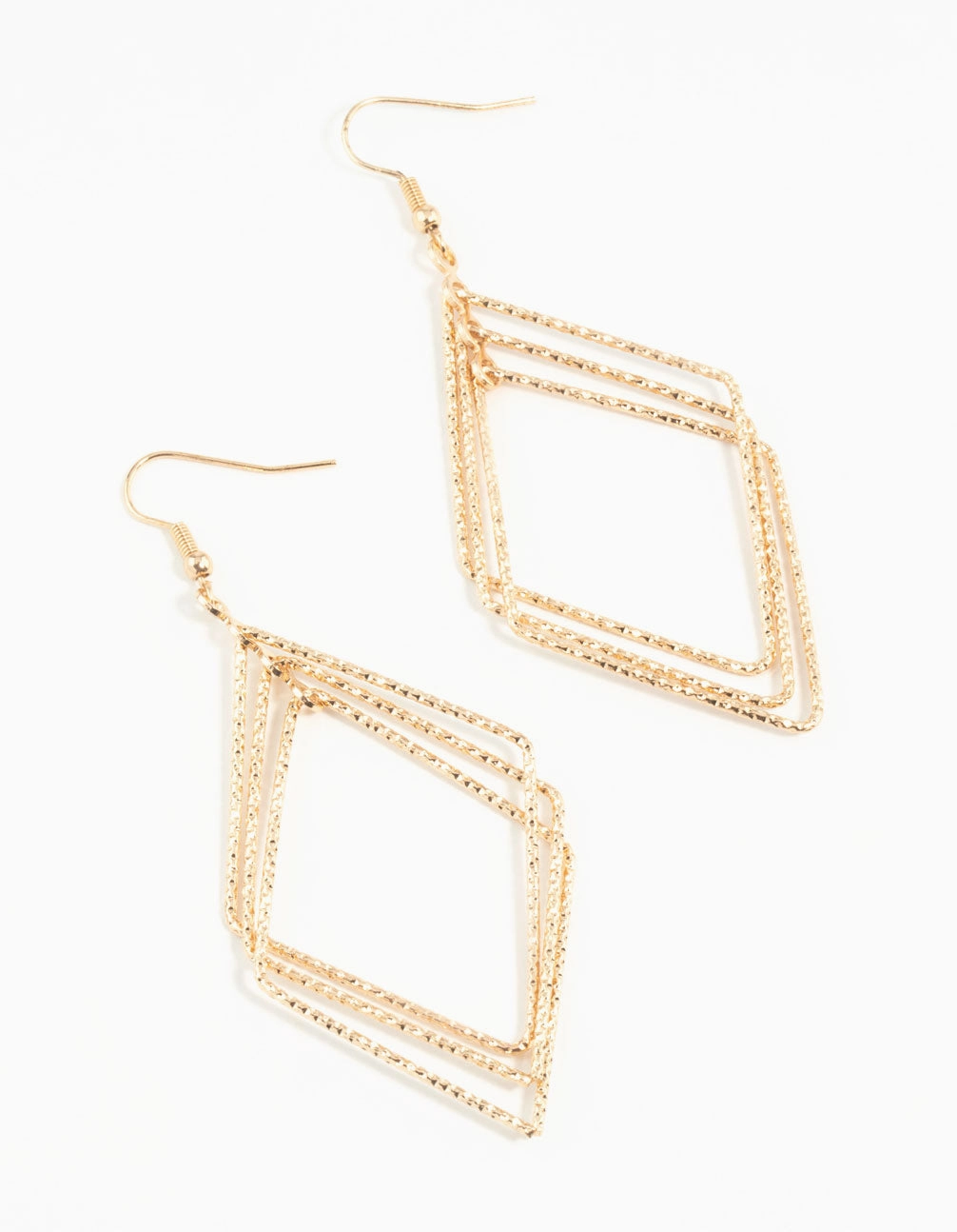 Refined Vibe Gold Diacut Hollow Diamond Drop Earrings